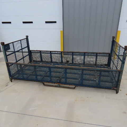 112"x48"x36" H Stackable Expandable Metal Container Crate Bin W/ Fold Down Sides