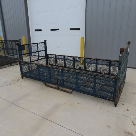 112"x48"x36" H Stackable Expandable Metal Container Crate Bin W/ Fold Down Sides