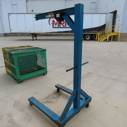 300 Lb Capacity Portable Straddle Floor Crane 69" Clearence 24" Travel W/Trolley