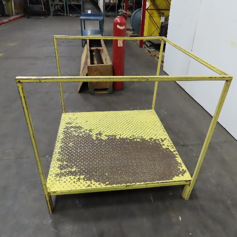 48 x 48 x9" H Diamond Plate Elevated Steel Work Machine Approach 36.5" Railing