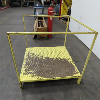 48 x 48 x9" H Diamond Plate Elevated Steel Work Machine Approach 36.5" Railing