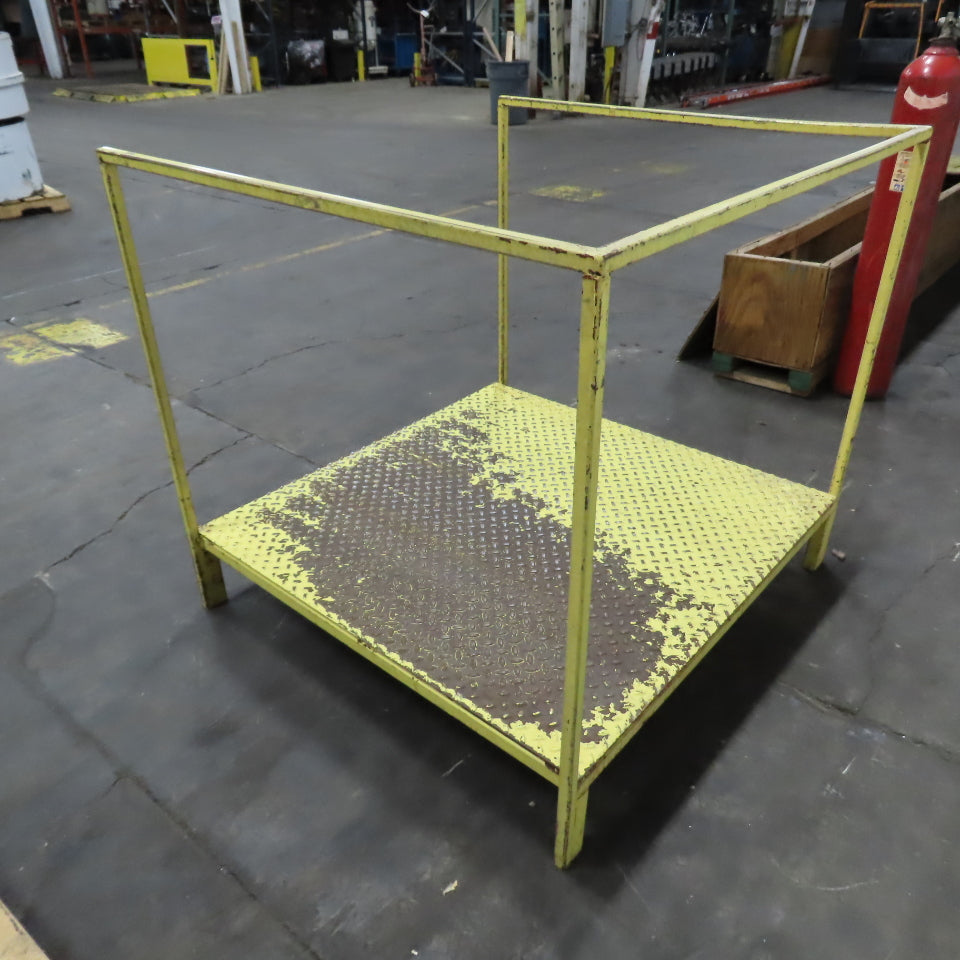 48 x 48 x9" H Diamond Plate Elevated Steel Work Machine Approach 36.5" Railing
