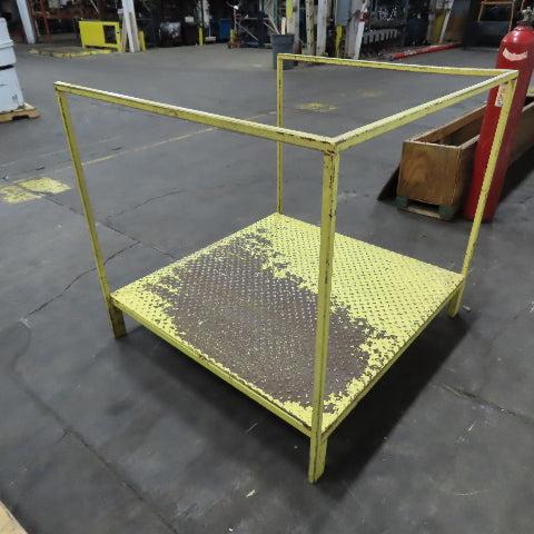 48 x 48 x9" H Diamond Plate Elevated Steel Work Machine Approach 36.5" Railing