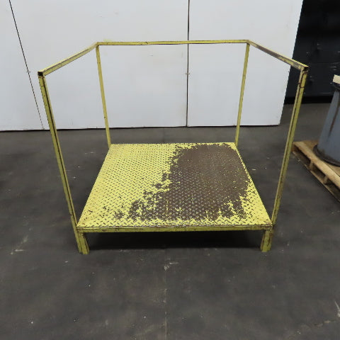 48 x 48 x9" H Diamond Plate Elevated Steel Work Machine Approach 36.5" Railing