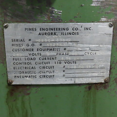 Teledyne Pines 172253 4" Tube End Finishing Machine 480V 3PH 3HP 8.7A Tested