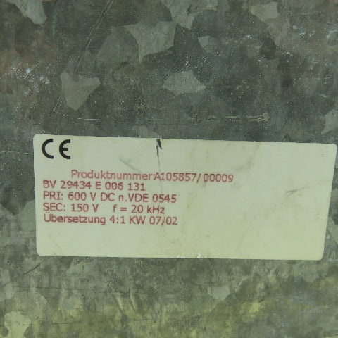 BV 29434 E006 131 Transformer 600VDC Pri 150V Sec 4.1KW f=20kHz