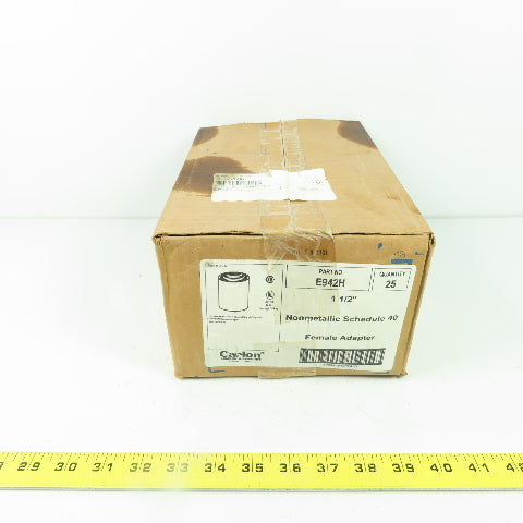 Carlon E942H Nonmetallic Schedule 40 PVC Female Conduit Adapter 1 1/2" Lot Of 25