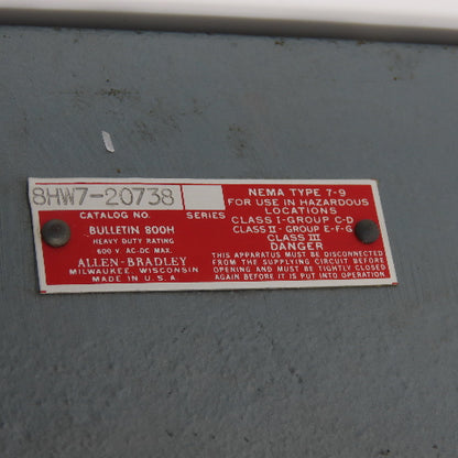 Allen Bradley 8HW7-20738 Bulletin 800H 4-Station Start/Stop Hazardous Switch