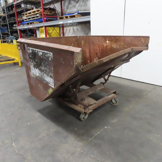 1-1/2 (1.5) Cubic Yard Self Dumping Trash Scrap Hopper W/ Casters 57 x 67" x 39"
