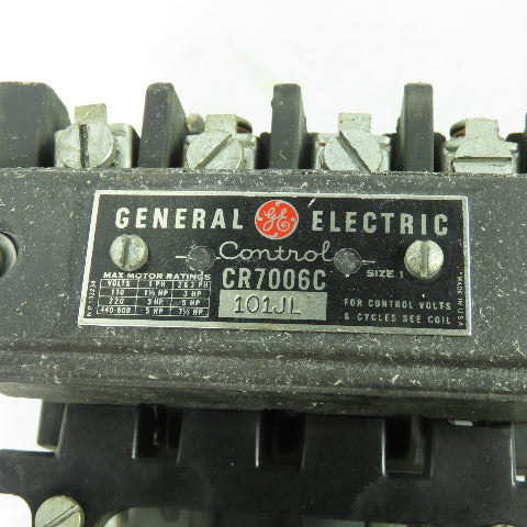 General Electric 101JL Size 1 Motor Starter Contactor 1.5-7.5HP 600V CR7006C