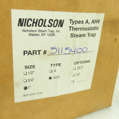 Nicholson 5115400 1" AHV Thermostatic Steam Trap
