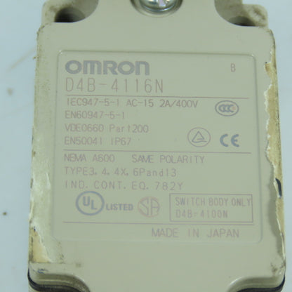 Omron D4B-4116N Limit Switch 2A 400V W/ D4B-0010N Operating Head