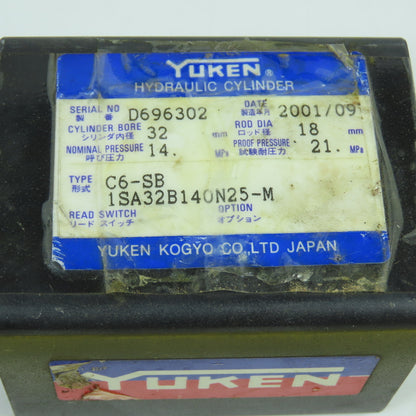 Yuken C6-SB 1SA32B140N25 Double Acting Hydraulic Cylinder 32mm Bore 25mm Stroke