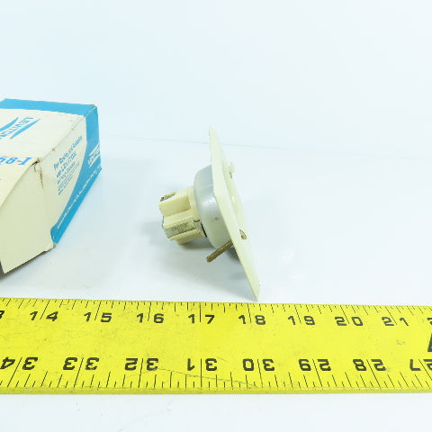 Leviton 658-I Ivory Clock Receptacle 15A 125V W/ Metal Plate