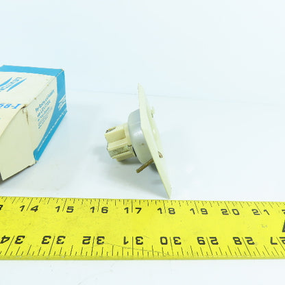Leviton 658-I Ivory Clock Receptacle 15A 125V W/ Metal Plate
