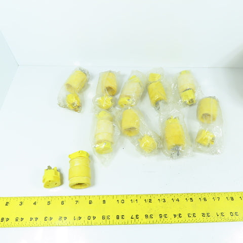 Woodhead Safeway Yellow 3-Prong Receptacle Plug 15A 125V Lot Of 10