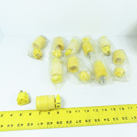 Woodhead Safeway Yellow 3-Prong Receptacle Plug 15A 125V Lot Of 10