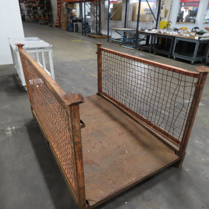 72" x 48" x 43" Tall Stackable Metal Container Crate Bin 2-Sided