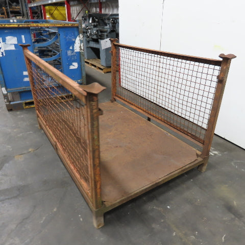 72" x 48" x 43" Tall Stackable Metal Container Crate Bin 2-Sided