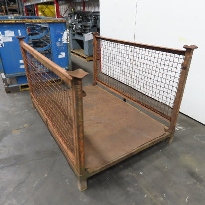 72" x 48" x 43" Tall Stackable Metal Container Crate Bin 2-Sided