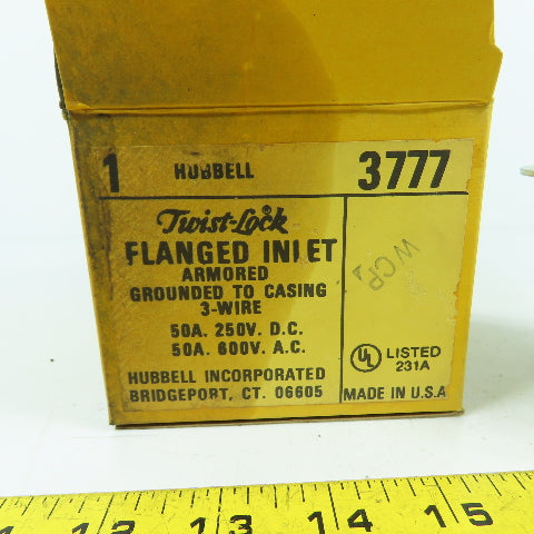 Hubbell HBL3777 Twist-Lock Flanged Inlet Armored 2-Pole 3-Wire