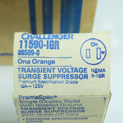 Challenger 11590-1GR Orange Transient Voltage Surge Suppressor 15A 125V Lot/12