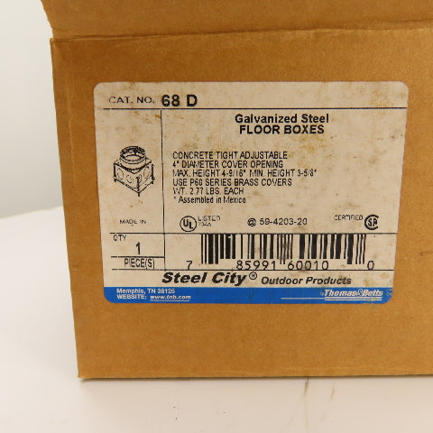 Thomas & Betts 68D Galvanized Steel Floor Boxes 4" Diameter Lot Of 4