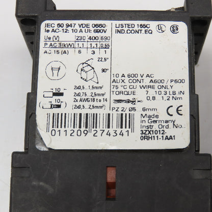 Siemens 3RH1140-1BB40 Contactor Relay 600V 10A Max 24VDC Coil Lot Of 2