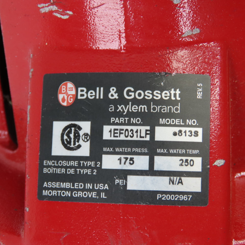 Bell & Gossett e613S 3/4HP Hydronic Centrifugal Pump 115/230V 1PH 1.5x6.25