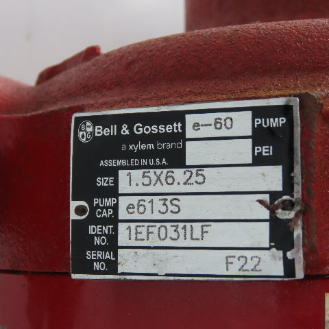 Bell & Gossett e613S 3/4HP Hydronic Centrifugal Pump 115/230V 1PH 1.5x6.25