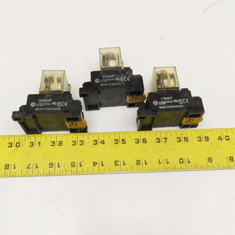 Allen Bradley 700-HF34Z24 120/240V 1/2Hp Relay On Socket 24VDC Coil Lot Of 3