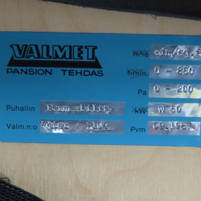 Valmet Textile Manufacturing Fabric Permeability Differential Test Meter 110V