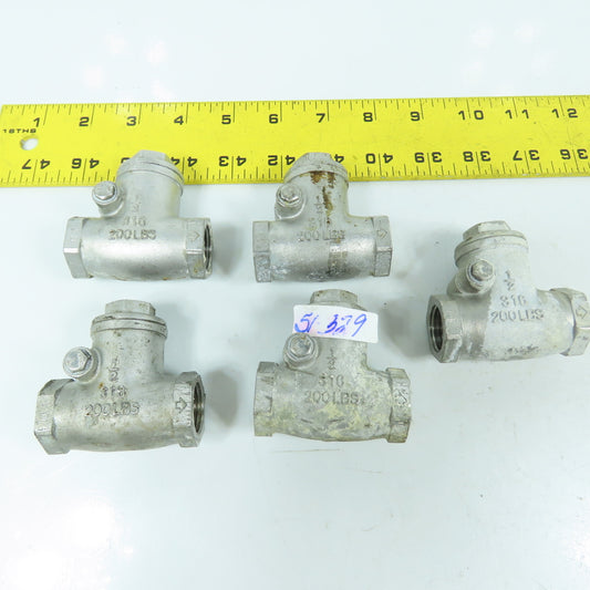 FNW 1/2" 316 Stainless Steel Check Valve Lot Of 5