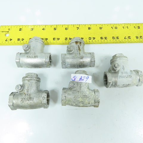 FNW 1/2" 316 Stainless Steel Check Valve Lot Of 5