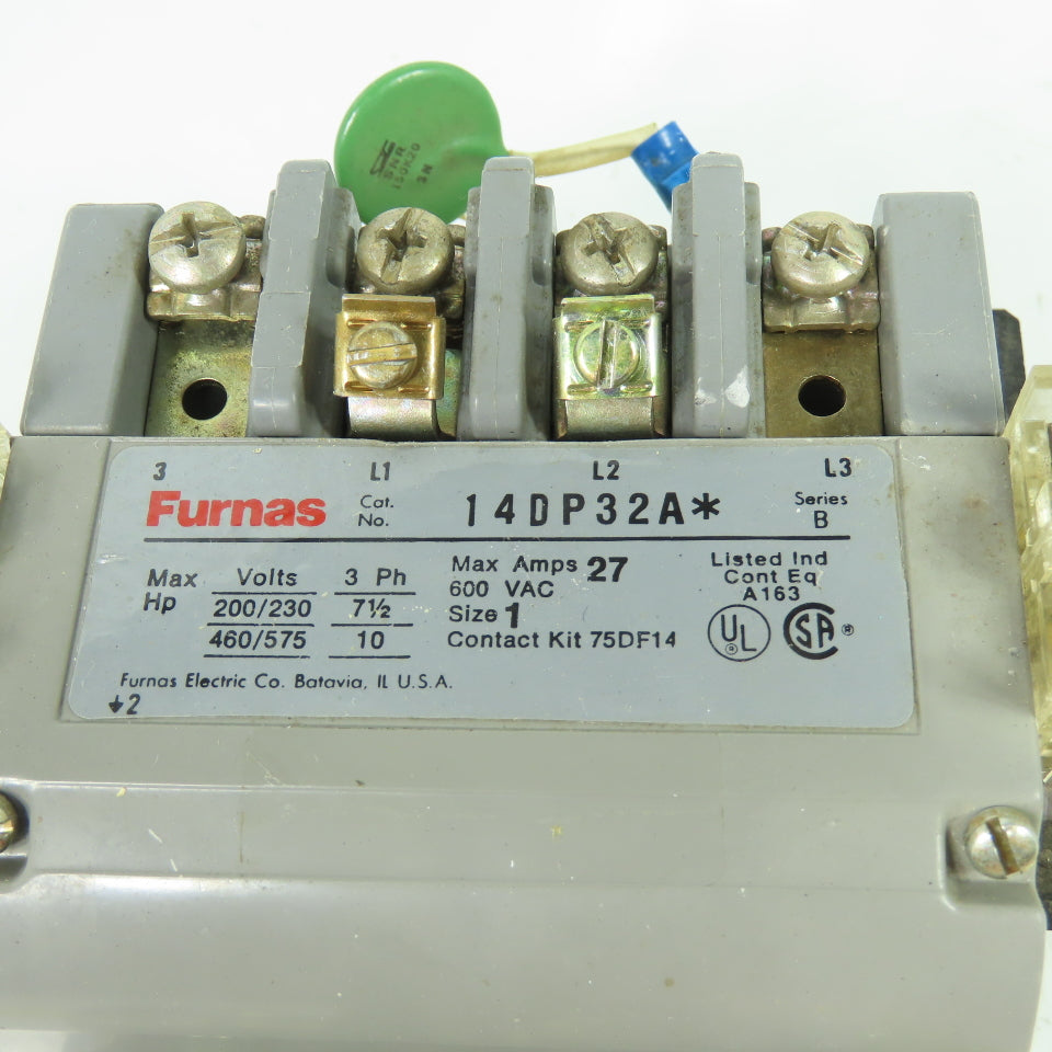Furnas 14DP32A* 600VAC Motor Starter 27A Size 1 3Ph 120V Coil