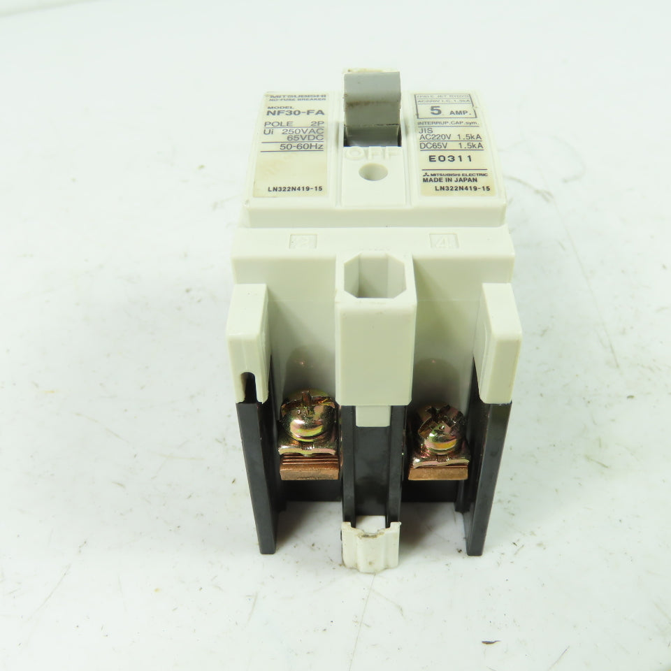 Mitsubishi NF30-FA 2-Pole No-Fuse Circuit Breaker 5A 250VAC 65VDC