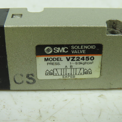 SMC VZ2450 Solenoid Valve 1-9.9kgf/cm2 24VDC Coil
