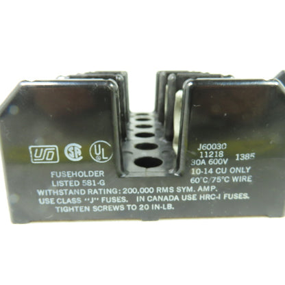 USD J60030 Fuse Block Holder 600V 30A 3-Pole Lot Of 2