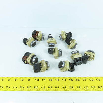 Fuji AH30-F Black Momentary Contact Push Button Switch 600VAC 10A Lot Of 11