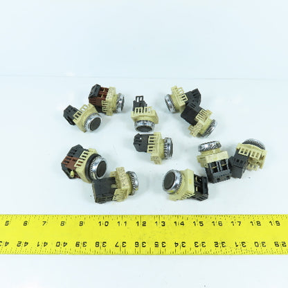 Fuji AH30-F Black Momentary Contact Push Button Switch 600VAC 10A Lot Of 11