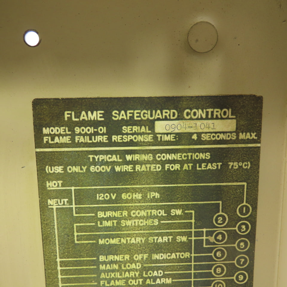Vigitron 9001-01 Flame Safeguard Control 120V 1Ph 4 Sec Max Response