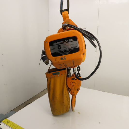 Harrington ES3B-4105 5-Ton 10,000LB Electric Chain Hoist 2-Speed 3PH 15' Lift