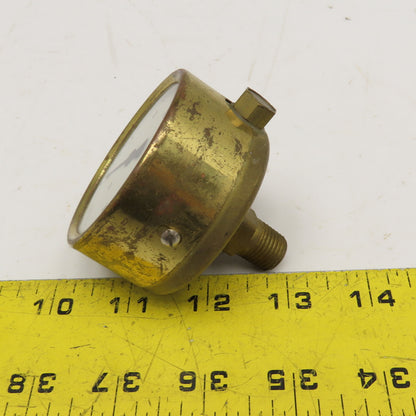 Noshok -30 PSI Brass Pressure Gauge Fluid Filled Brass Back Ported 1/4" NPT
