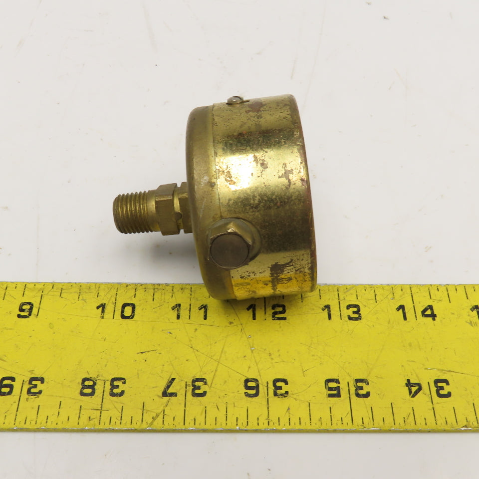 Noshok -30 PSI Brass Pressure Gauge Fluid Filled Brass Back Ported 1/4" NPT