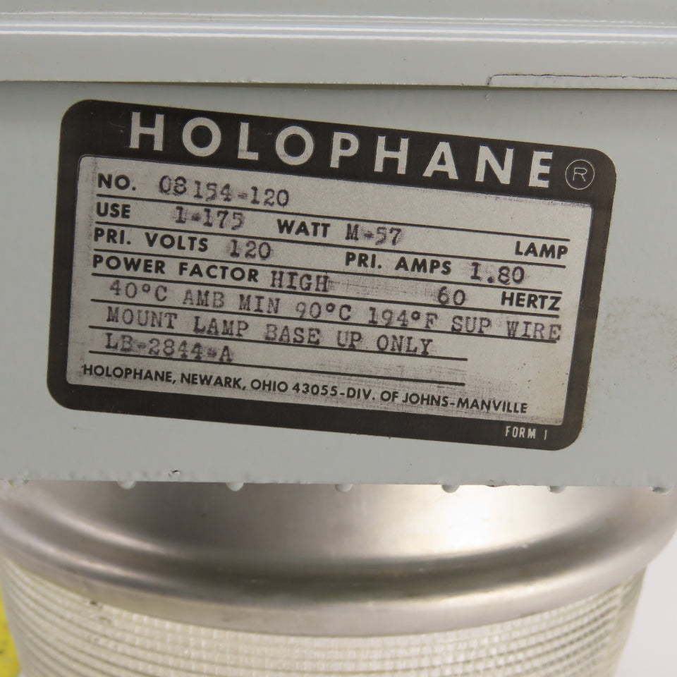 Holophane 08154-120 Light Fixture 120V 1.8A 175 Watt
