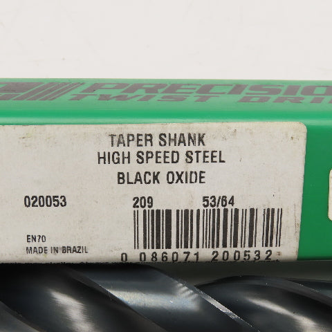 Precision Twist Drill 53/64" Diameter 2 Flute HSS Drill Bit MT3 Shank 11" OAL