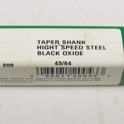 Precision Twist Drill 43/64" Diameter 2 Flute HSS Drill Bit MT2 Shank 9-1/4" OAL