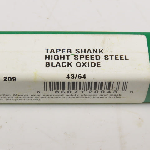 Precision Twist Drill 43/64" Diameter 2 Flute HSS Drill Bit MT2 Shank 9-1/4" OAL