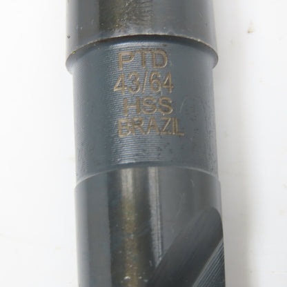 Precision Twist Drill 43/64" Diameter 2 Flute HSS Drill Bit MT2 Shank 9-1/4" OAL
