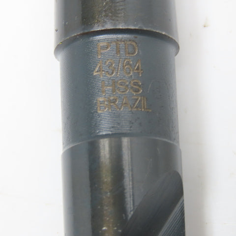 Precision Twist Drill 43/64" Diameter 2 Flute HSS Drill Bit MT2 Shank 9-1/4" OAL